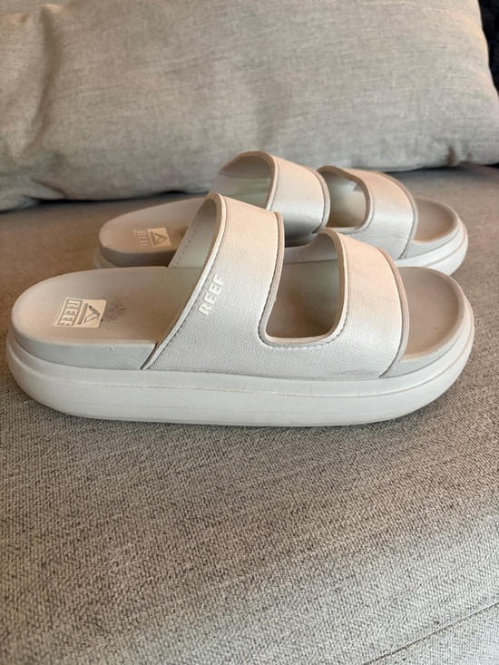 Reef Shoes - Reef Grey Double-Strap Platform Slides